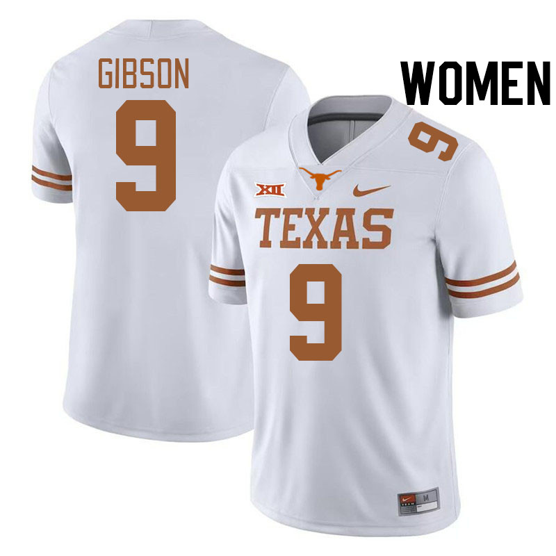 Women #9 Jerrick Gibson Texas Longhorns College Football Jerseys Stitched-White